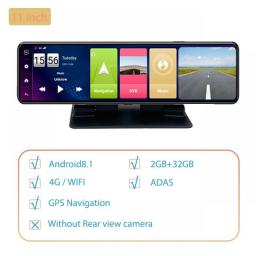 4G 11Inch Android  8.1 Vehicle GPS Navigation Dashboard Rear Mirror DVR Loop Recording Car Navigator Dash Camera Remote Monitor