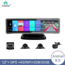 4G ADAS Dash Cam Dashboard Car DVR Black Box 4 Camera Android 9.0 GPS Rearview Mirror Video Recorder Registrator BT 4ch Recorder