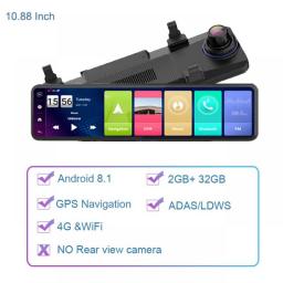 11Inch 4G Dash Cam GPS Navigation Dash Camera WiFi Rearview Mirror 1080P Car Camera Recorder Android Car DVR ADAS Parking Monito