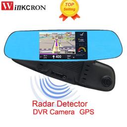 3 In1 Car Radar Detector GPS Navigation DVR Rearview Mirror Android 4.22 DVR Camera WIFI Full HD 1080P Dash Cam Video Recorder