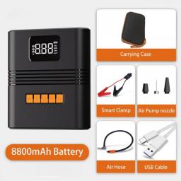 4 In 1 Car Jump Starter Pump Air Compressor Real 8800mAh Portable Power Bank Car Battery Booster Tire Inflator Starting Device