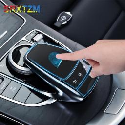 SRXTZM For Mercedes Benz W205 W213 GLC C E Class 15-18 Car Styling Center Control Handwriting Mouse Knob Protective Film Sticker