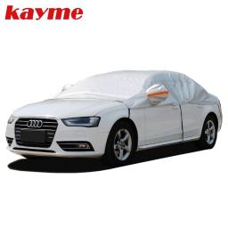 Kayme Aluminum Half Car Cover Waterproof Car Sun Umbrella Sun Protection Universal Covers Sunshade Windscreen Protectors S M XL
