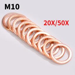 20X/50X  M10 10mm Motorcycle Braided Clutch Brake Hose Banjo Seal Copper Crush Washer Motorcycle Hose Washers Accessories Tools