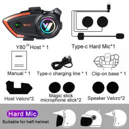 Y80 2X Motorcycle Bluetooth 5.3 Helmet Intercom Headset Hands Free Call Wireless Waterproof 1000mAh Noise Reduction Earphones