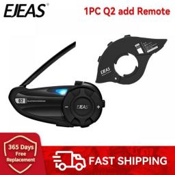 EJEAS Q2 Motorcycle Helmet Intercom Wireless Bluetooth 5.1 Interphone With Headset Up To 2 Riders Quick Pair FM Radio Waterproof