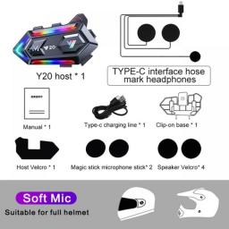 With RGB Ambient Light Bluetooth 5.3 Helmet Headset Voice Assistant Motorcycle Wireless Headphone For Music Play Navigation