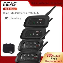 EJEAS 4Pcs Referee Intercom Bluetooth  5.1 Walkie Talkie Interphone Headset For Soccer Football With Suitcase