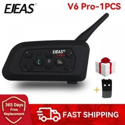EJEAS V6 Pro Motorcycle Helmet Intercom 6 Riders Bluetooth5.0 Headset Communicator CSR Chip 2.4GHz FM GPS Hands-Free Waterproof