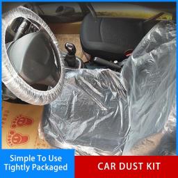5PCS-200pcs Car Disposable Plastic Seat Cover Car Dust Kit Waterproof Car Repair Protective Seat Cover For Pets Dog