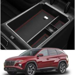 Center Console Organizer Tray For Hyundai Tucson NX4 Limited 2022 Car Central Armrest ABS Secondary Storage Box