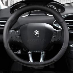Car Steering Wheel Cover Carbon Fibre +Leather For Peugeot 208 2012~2018 Peugeot 308 2014~2021 2008 2013~2018 Auto Accessories