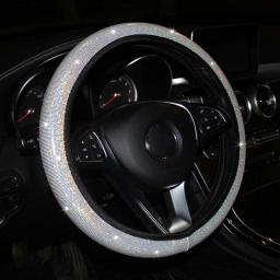 Car Steering Wheel Cover Elastic Handle Cover Universal 37/38cm Diamond BlingBling Four Seasons Crystal Woman Styling Interior