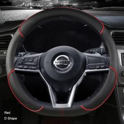 Car Steering Wheel Cover D Type PU Leather For Nissan X-trail Qashqai Rogue Sport Rogue 2017 2018 2019 2020 2021 Altima Versa