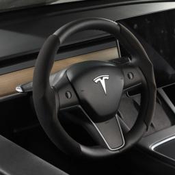 Tesla Steering Wheel Cover Model 3/Y Suede Carbon Fiber Ultra-thin Sweat-absorbing Special Steering Wheel 2023 Cars Accessories