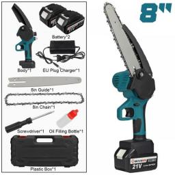 3000W 21V 8 Inch Electric Chain Saw Oil Automatic Injection 2PC Battery Rechargeable Wood Cutter Saw For Makita 18V Battery