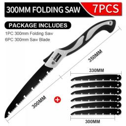 FivePears Foldable Camping Tourist Saw,Hand Manual Folding Camping Saw,Alloy Steel Ptfe Coated,Anti-Slip Grip,For Tree Pruning