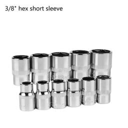 3/8 Inch7-22mm Sleeve Six Angle Sleeve Convert Hair Hex Deep Socket Wrench Head  Sleeve For Ratchet Wrench Auto Repair Hand Tool