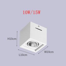 Square Surface Mounted Adjustable LED COB Dimmable Downlight AC85-265V 10W 15W 20W 30W LED Ceiling Light