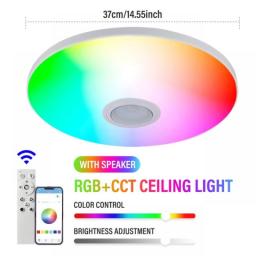 Smart LED Round Ceiling Light RGBCCT With Music Speaker Bluetooth Application Dimmable Home Bedroom Living Room Ambient Light