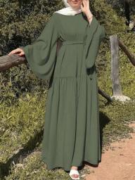 Ramadan Muslim Dress Abaya Khimar Hijab Flare Sleeve Islam Clothing Abayas For Women Dubai Kaftan Muslim Dresses Robe Jilbab