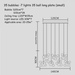 Nordic Modern Clear Glass Bubbles Chandelier Lighting Post LED Pendant Lamp For Living Indoor Decor Light Fixture Suspension