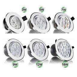 Round Dimmable Downlight 3W/4W/5W/7W/9W/12W/18W LED Ceiling Spotlight Embedded High-power Ceiling Spotlight Ac85-265V