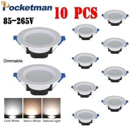 10pcs/lots 7W 3 Color LED Dimmable Recessed Downlight Ceiling Panel Light UK