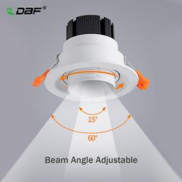 Dimmable Embedded Zoom Recessed Downlights 15-60 Degrees COB 5W 10W 15W 20W Spot Light Background Wall LED Indoor Lighting