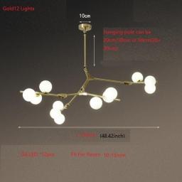 LED Chandelier Glass Balls Pendant Lamp Tree Branches For Living Room Table Dining Room Kitchen Home Decor Lighting