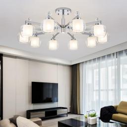 Modern Chrome Chandelier Lighting Ceiling Wrought Iron With LampShade Luxury For Living Room Bedroom 110v-220v Lamp