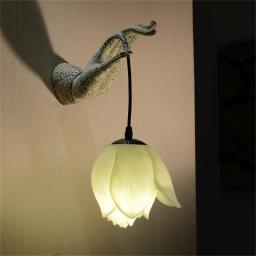 Lotus Flower Vintage Teahouse Chinese LED Wall Lamp Restaurant Corridor Bedroom Lights Buddhism Classical Bracket Light E27