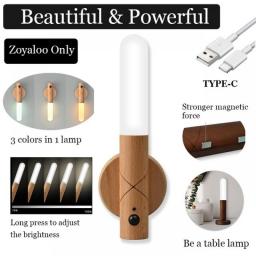 LED USB Wireless Wood Stick Night Light Warm Motion Sensor Wall Lamp Magnetic Corridor Cabinet Wardrobe Light Decor Home Light