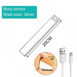 Motion Sensor Light Wireless LED Night Light USB Rechargeable Night Lamp Cabinet Wardrobe Lamp Under Backlight For Kitchen USB