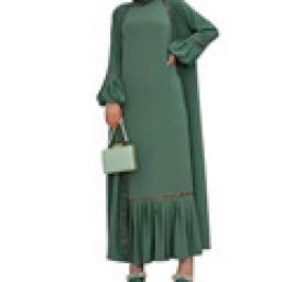 Eid Muslim Abaya Women Dress 2 Piece Set Prayer Morocco Caftan Ruffle Abayas Gowns Dubai Arabic Kimono Cardigan Robe Outwear