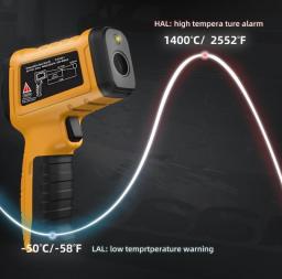 Infrared Thermometer Professional Digital Temperature Gun 50:1Distance Ratio-50~1400°C Non-contact Laser Thermometers Pyrometer