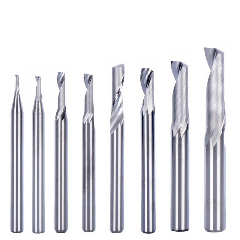3pc AAA 3D CNC engraving bit carving bit 1.0-3.175mm shank single flute CAD CAM spiral end mill for aluminum