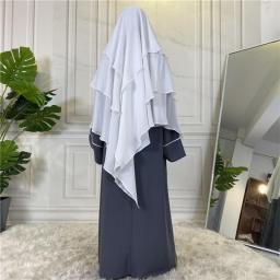 Ramadan Islamic Hijab Women Muslim Eid Prayer Garment Dubai Plain Long Khimar Scarf Wrap Headcover Sleeveless Tops Abaya