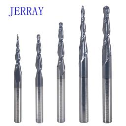 1Pcs HRC55  D3.175-D6mm Tapered Ball Nose End Mill Tungsten Solid Carbide Coated Tapered Cone Cnc Milling Cutter