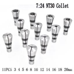 11pcs 7:24 NT30 Tapper Collet Spring Collet Chuck Milling Chucks Thread M12 For Cnc Milling Machine
