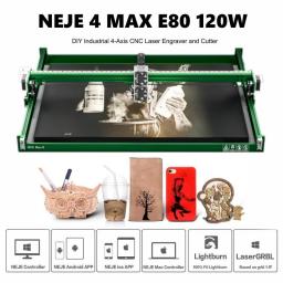 NEJE 4 MAX E80 120W DIY Industrial 4-Axis CNC Laser Engraver Plotter Wood Cutter 3D Printer Router Metal Engraving Tool