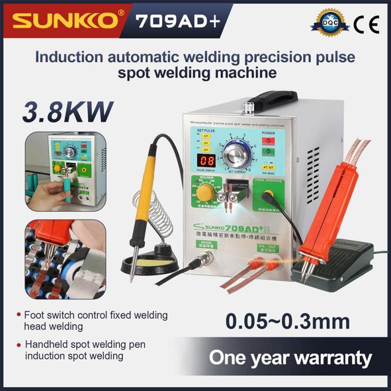SUNKKO 709AD+ Spot Welding Machine 3.8kw Pulse  Induction Automatic Spot Welders 18650 Battery Pack Welding Nickel Strip 70B Pen