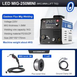 ANDELI LED SCREEN 220V MIG-250LED Lift TIG MMA MIG 3 In 1 Welding Without Gas Flux Core Wire Multifunctional MIG Welding Machine