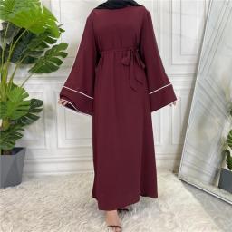 Dubai 2022 Muslim Dress Plain 8 Colors Wide Sleeve Nida Fabric Abaya For Women