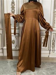 Ramadan Satin Abaya Turkey Islam Pakistan Muslim Hijab Modest Long Dress Abayas For Women Robe Longue Femme Musulmane Vestido