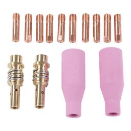 14Pcs/Set MIG Welding Gun Accessories Kit Plasma Torch Ceramic Shield Cup Connecting Rod Contact Tip For 15AK