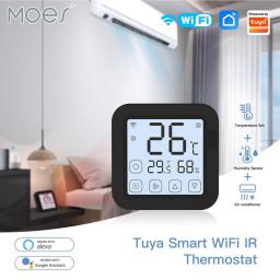 MOES Tuya WiFi IR Thermostat Controller LCD Screen Touch Button Wireless Remote Built-in Temperature And Humidity Sensor Alexa