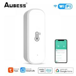 Aubess Tuya Zigbee WiFi Smart Temperature And Humidity Sensor Indoor Hygrometer Smart Home Remote Control Alexa Google Assistant
