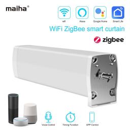 Maiha Wifi Zigbee Smart Electric Automatic Curtain Motor Control System Compatable Alexa And Google Assistant