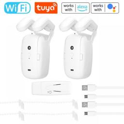 2PCS Tuya WiFi /BT Intelligent Curtain Motor Electric Curtain Robot Automatic Opener No Wiring With Gateways APP Remote Control